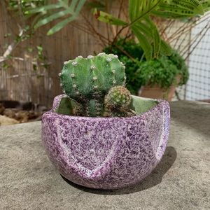 Small Vintage Ceramic Purple Decorative Pot